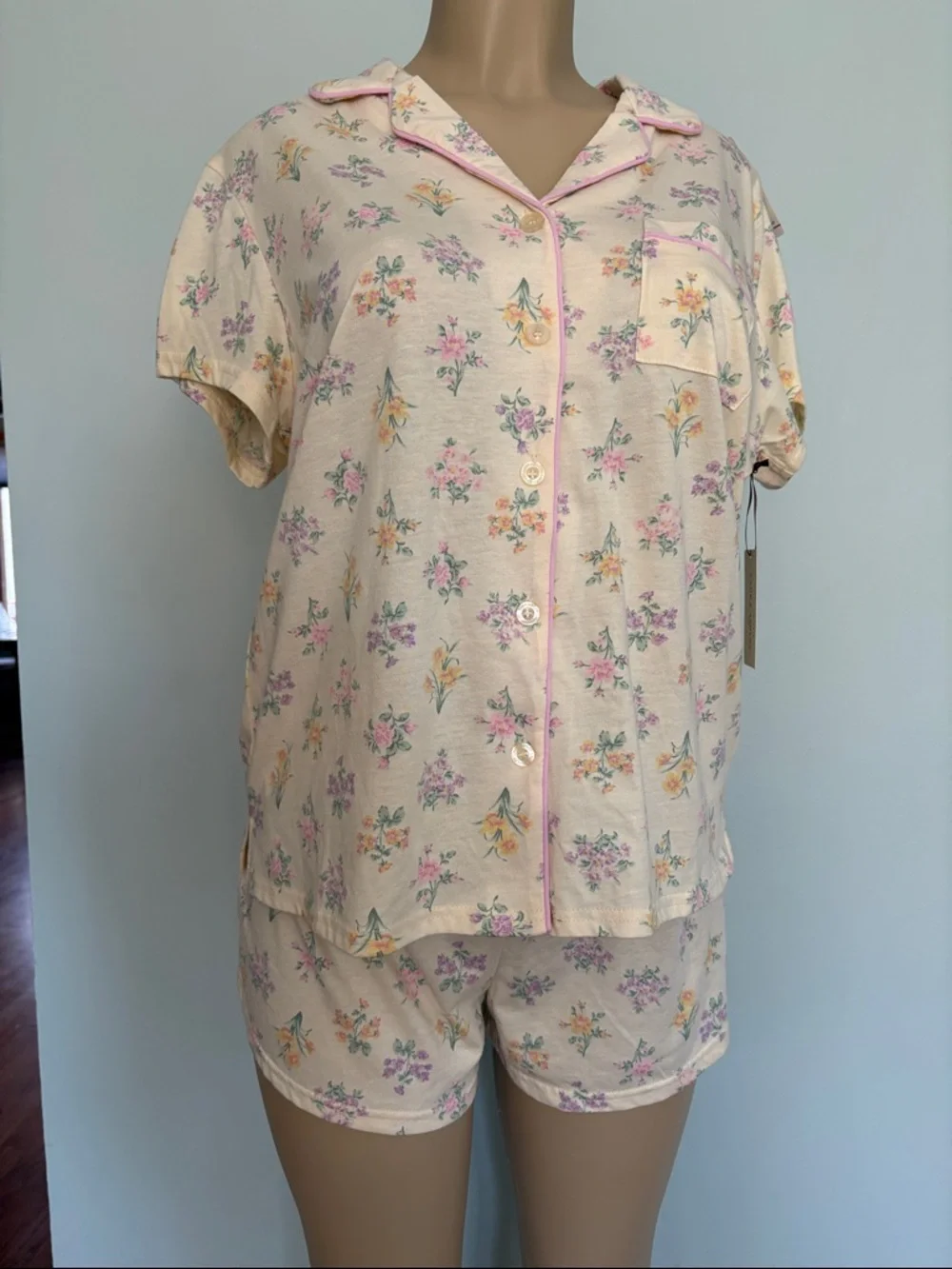 Laura Ashley Cotton Flower print Pajama Set - top, pants, shorts